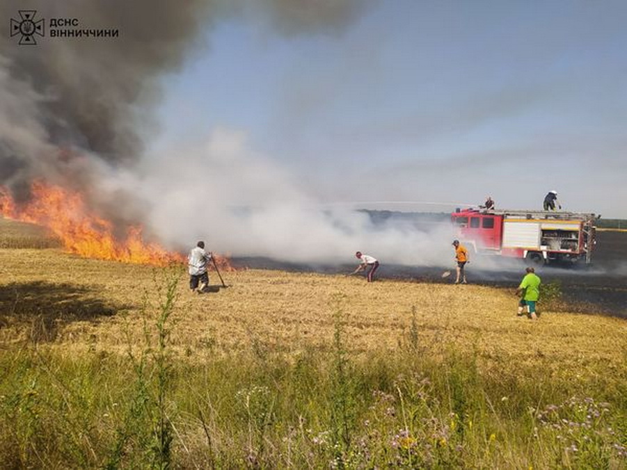 Рятувальники запобігли поширенню пожежі на 25 гектарів поля в Мурованокуриловецькій громаді