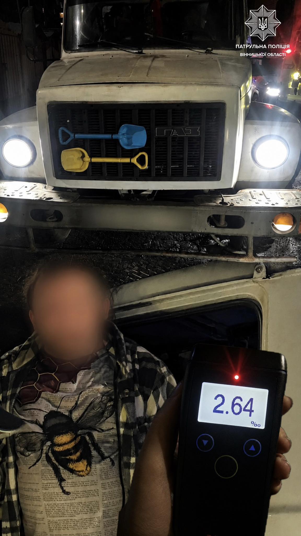 У Вінниці патрульні зупинили нетверезого водія вантажівки: рівень алкоголю перевищував норму у 13 разів