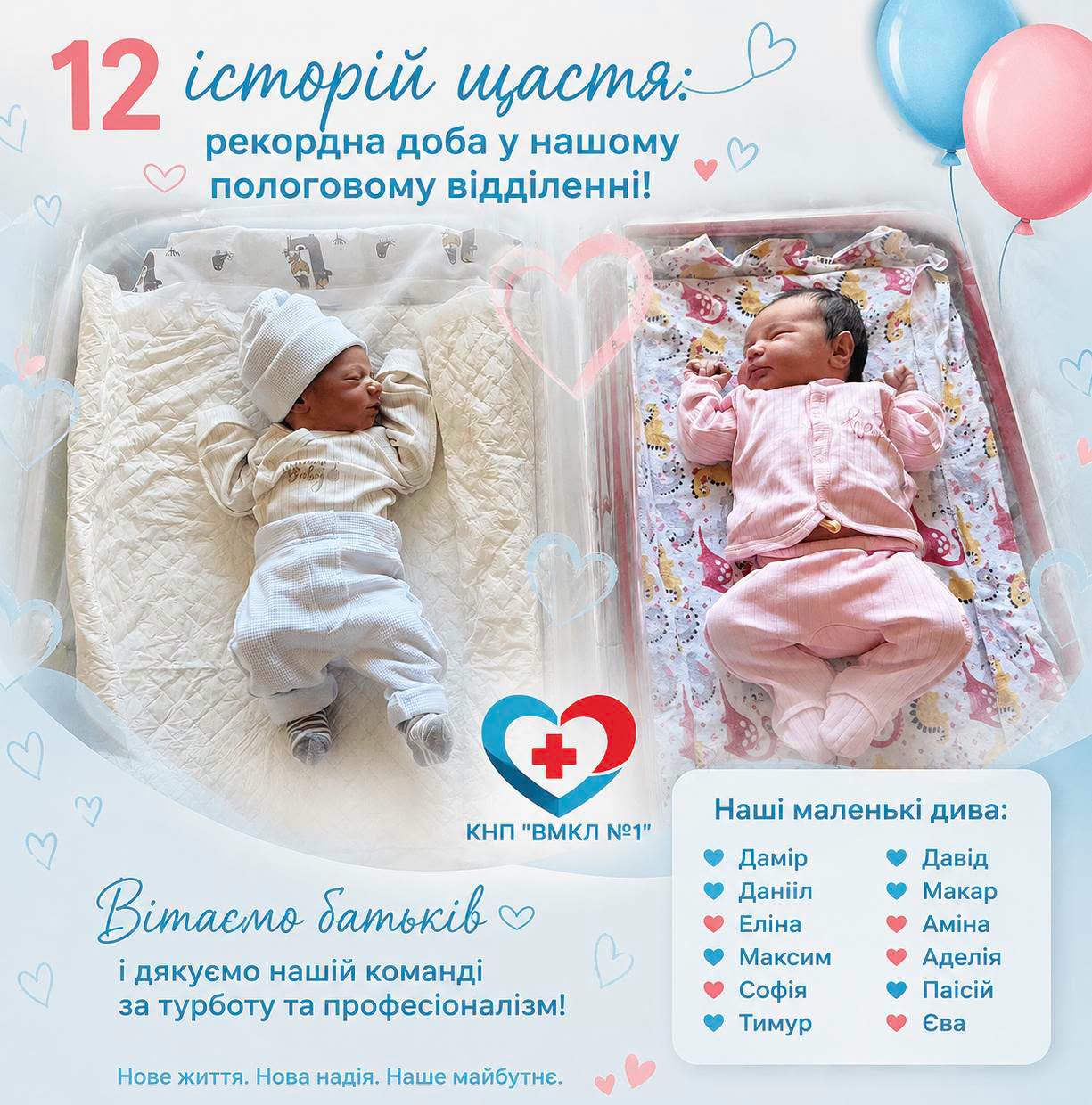 У Вінниці за добу народилися 12 дітей: серед новонароджених — справжні «рекордсмени»