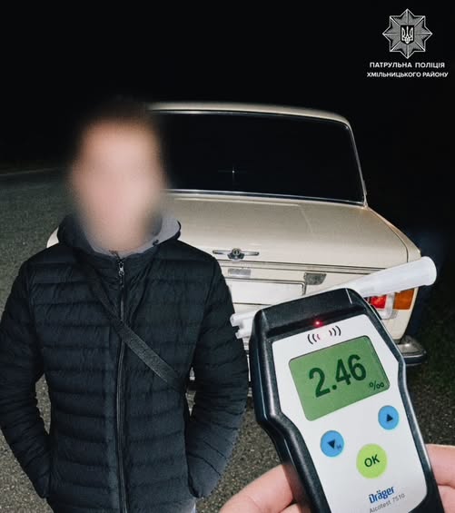 На Вінниччині 23-річний водій без прав сів за кермо напідпитку: у нього виявили 2,46 проміле