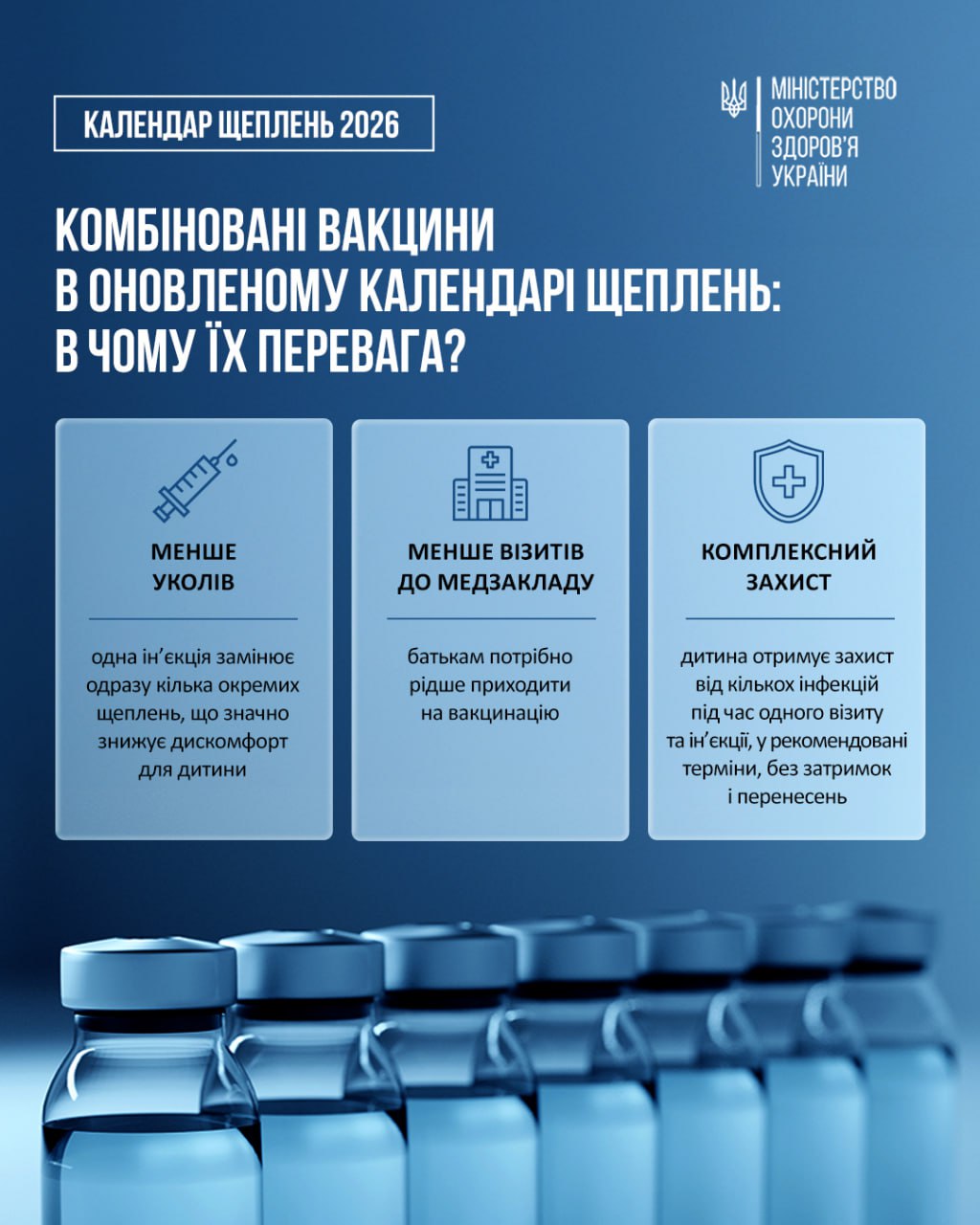 У Календарі щеплень-2026 передбачили розширене використання комбінованих вакцин