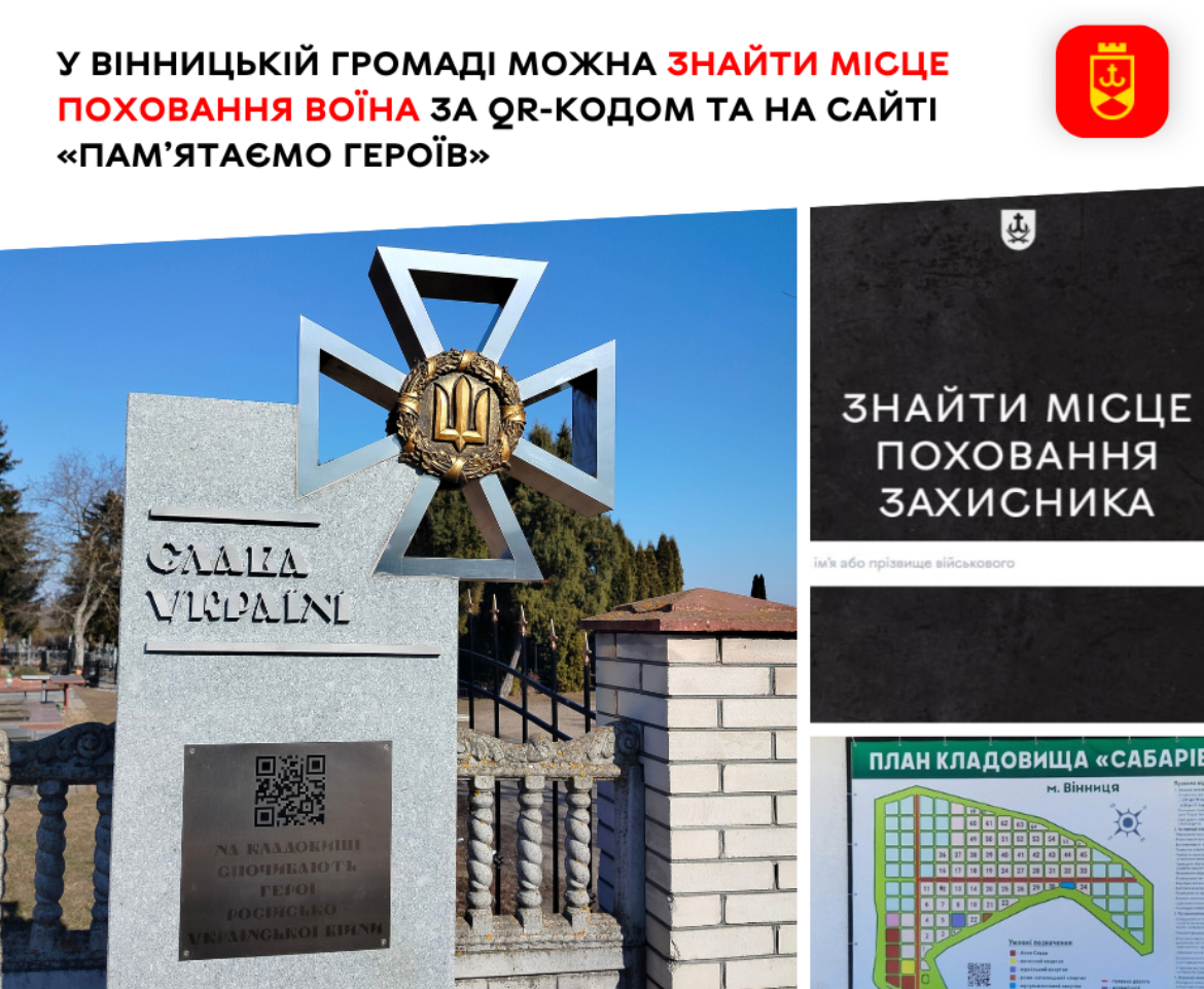 У Вінницькій громаді місця поховання загиблих воїнів можна знайти за QR-кодом і через онлайн-сервіси
