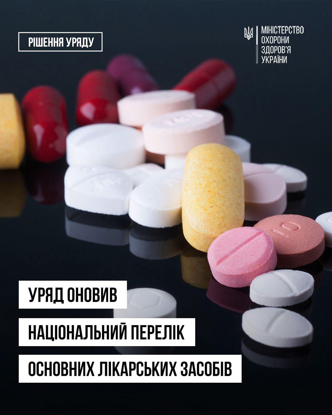 Уряд оновив перелік основних лікарських засобів: додано 27 нових препаратів