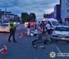 У Вінниці біля «Бастилії» зіткнулися мотоцикл і легковик: пасажирку госпіталізували