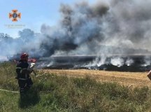 На Вінниччині у полі загорівся вантажний автомобіль з зерном