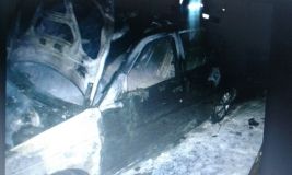 На Вінниччині посеред вулиці згорів автомобіль