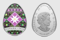У Канаді випустили срібну монету у формі української писанки